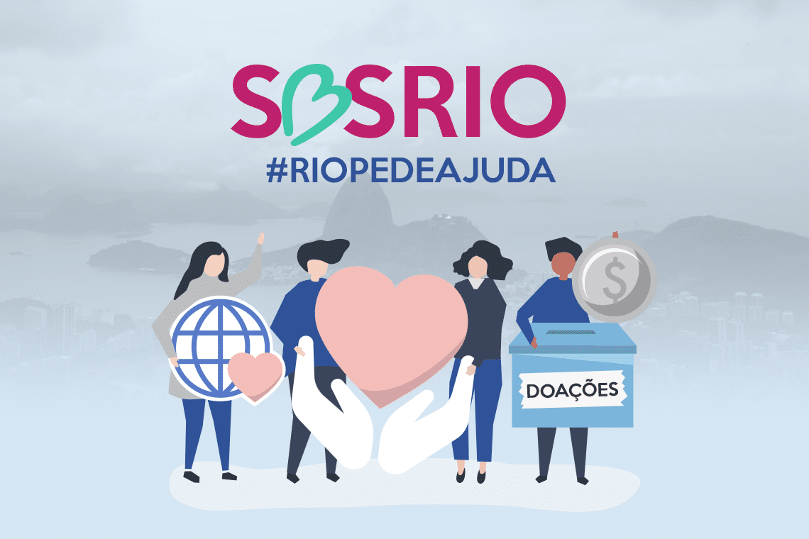 desenho com pessoas e corações em apoio ao Rio de Janeiro